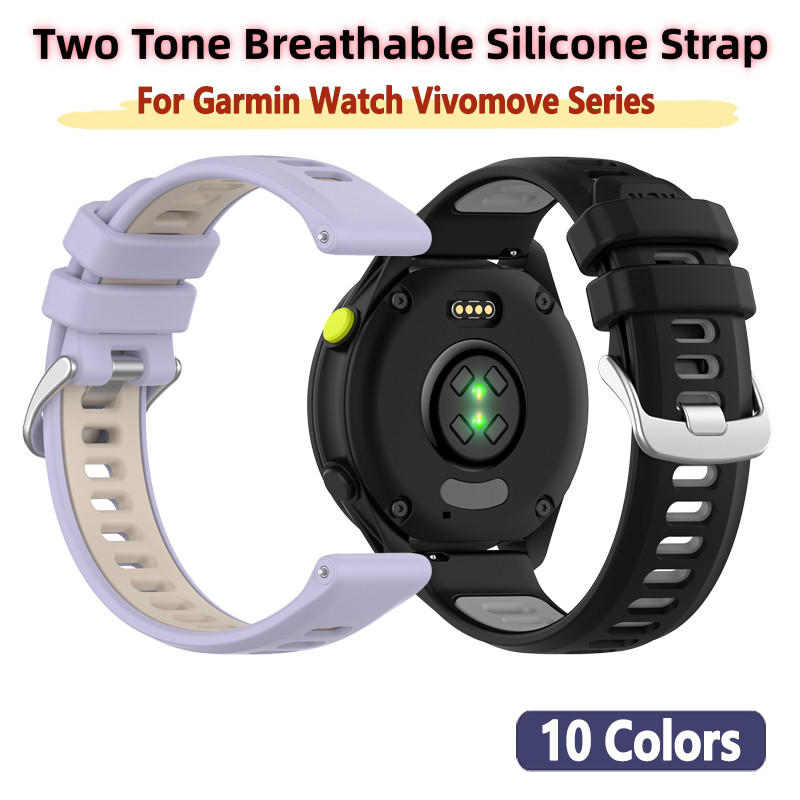เข็มหัวเข็มขัดสายคล้องคอซิลิโคนสําหรับ Garmin Vivomove Active 6 5 3 HR แนวโน้มกีฬาสไตล์ Luxe D2 Air 
