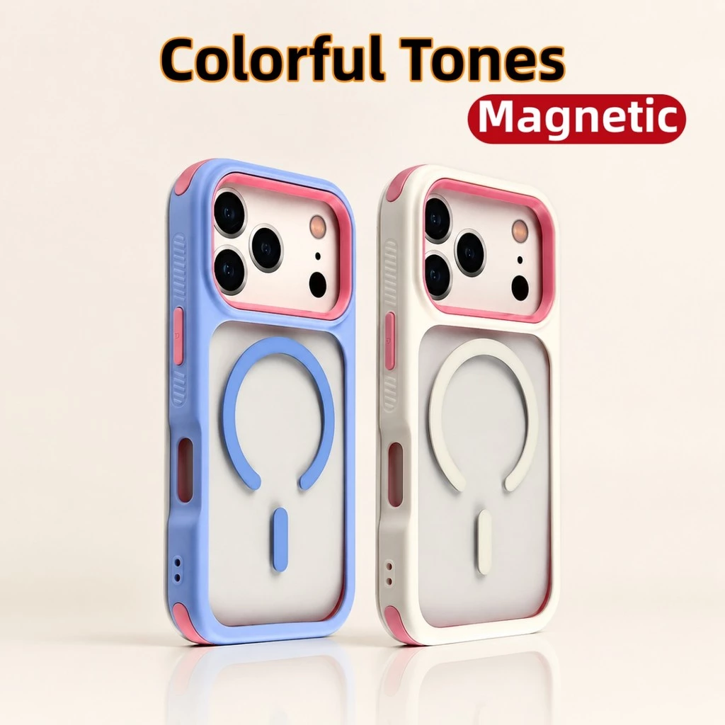 หรูหรา 3in1 เคสโทรศัพท์แม่เหล็กสําหรับ iPhone 17Pro 17 Air 13 Pro Max 14 15 16 Plus Anti-Slip กันกระแทกเกราะใส PC TPU ใสฝาครอบ