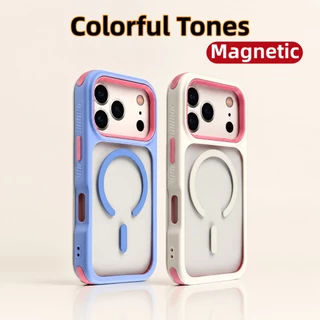 หรูหรา 3in1 เคสโทรศัพท์แม่เหล็กสําหรับ iPhone 17Pro 17 Air 13 Pro Max 14 15 16 Plus Anti-Slip กันกระแทกเกราะใส PC TPU ใสฝาครอบ