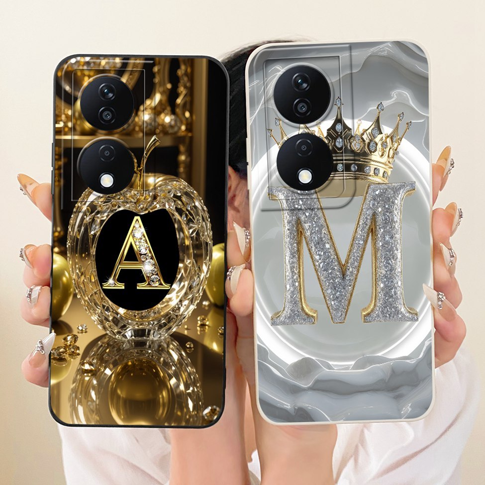 สําหรับ Honor X7b 4G กรณี X7b 5G ความงามหรูหราตัวอักษรแฟชั่น Crown 2D ทาสีสําหรับ Honor X7b 5G Funda