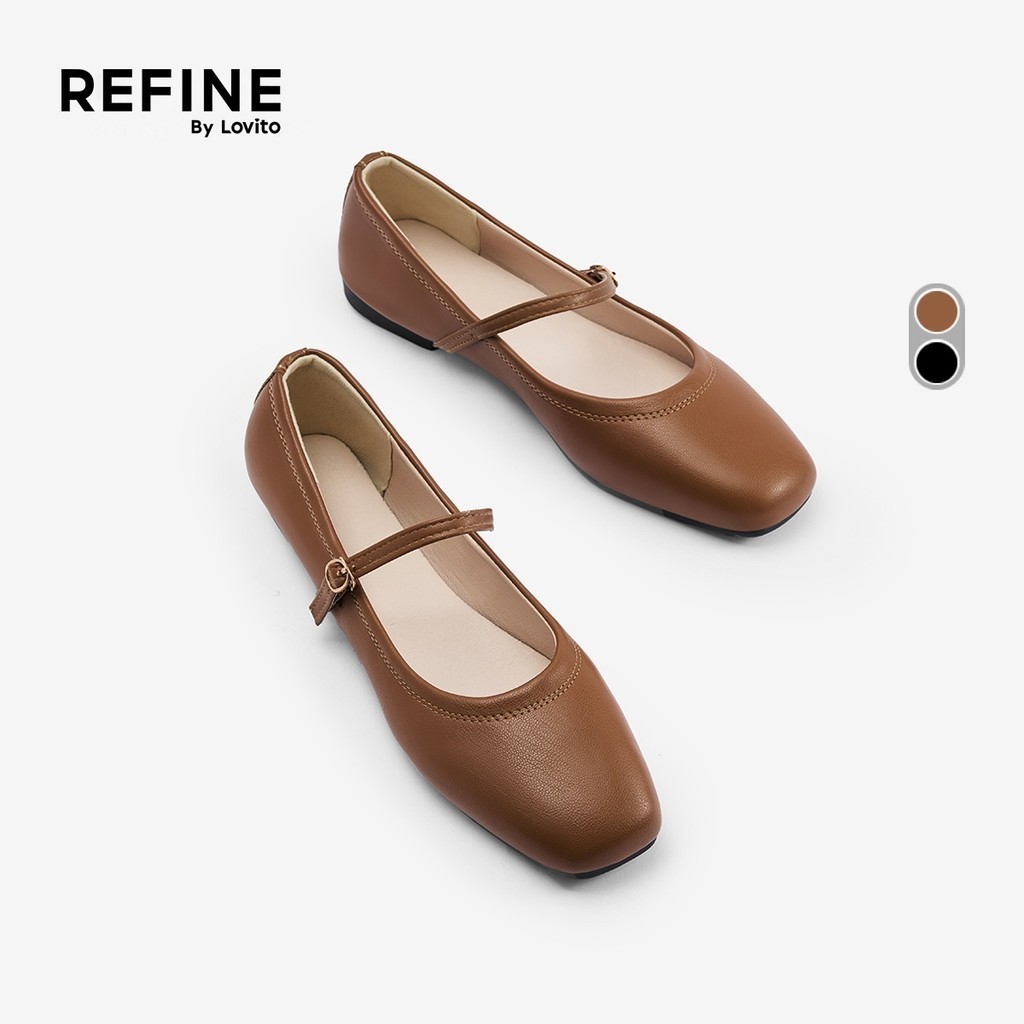 (Refine by Lovito) แคชชวล รองเท้าบัลเล่ต์แฟชั่นลําลองสําหรับผู้หญิง LR24EX005