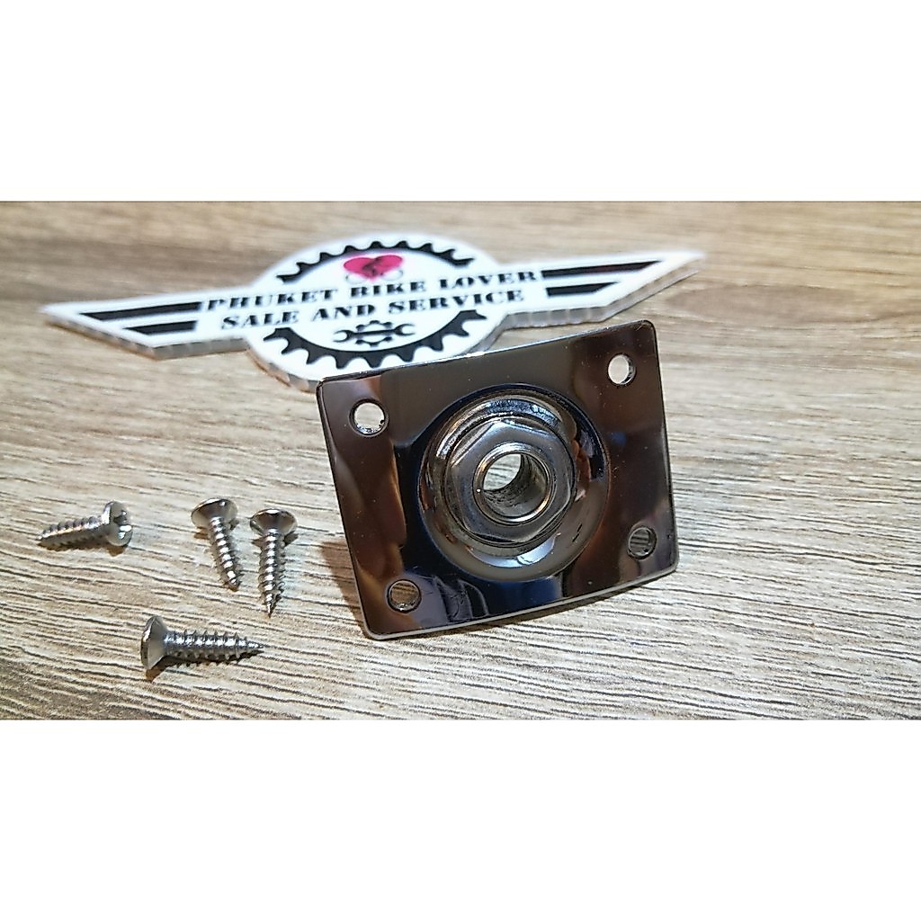 #ซ่อมกีตาร์ ช่องต่อสัญญาณออกทรงสี่เหลี่ยม Guitar Jack Plate + Output Socket Chrome Rectangle For Gibson Epiphone