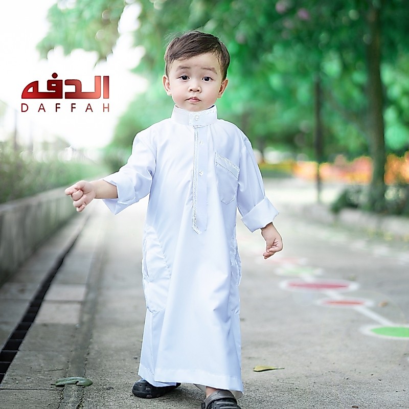 ชุดโต๊ปเด็กผู้ชายสีขาว แบรนด์ดัฟฟะห์(Daffah)คอตต้อลนิ่มปักพรีเมี่ยม ชุดเด็กชายอิสลาม by91วาริสมุสลิม