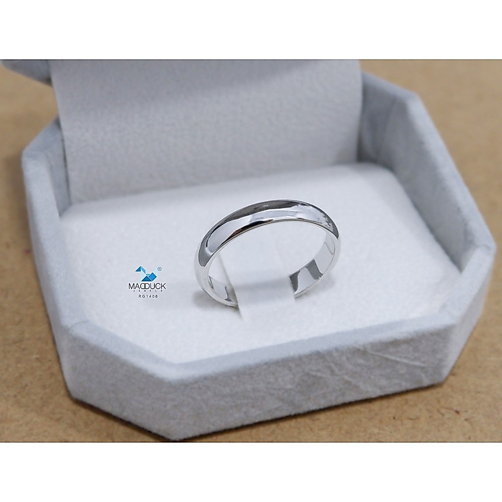 Madduckjewels RG1406 แหวนเงินแท้ 925 ชุบโรเดียม แหวนกว้าง 3.5mm