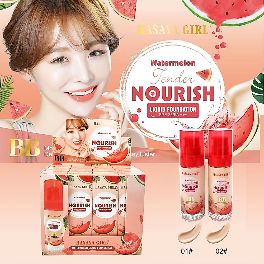 0398 ครีมรองพื้น แตงโม HASAYA GIRL ครีมกันแดดแตงโม ครีมรองพื้นแตงโม ครีมบีบีกันแดดเนื้อแมท