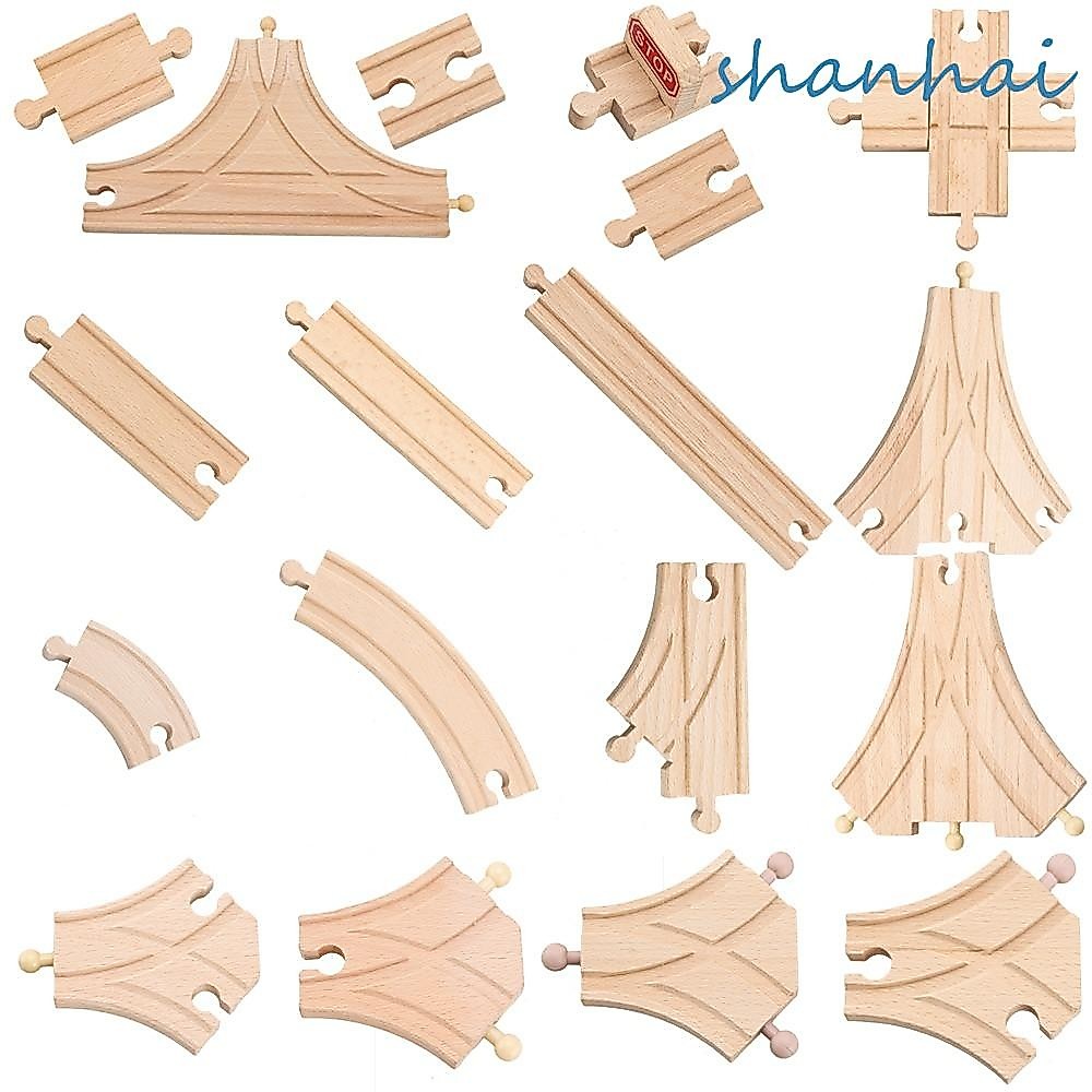 Shanhai รางรถไฟไม้ ลายการ์ตูน ของเล่นเสริมการเรียนรู้ สําหรับเด็ก