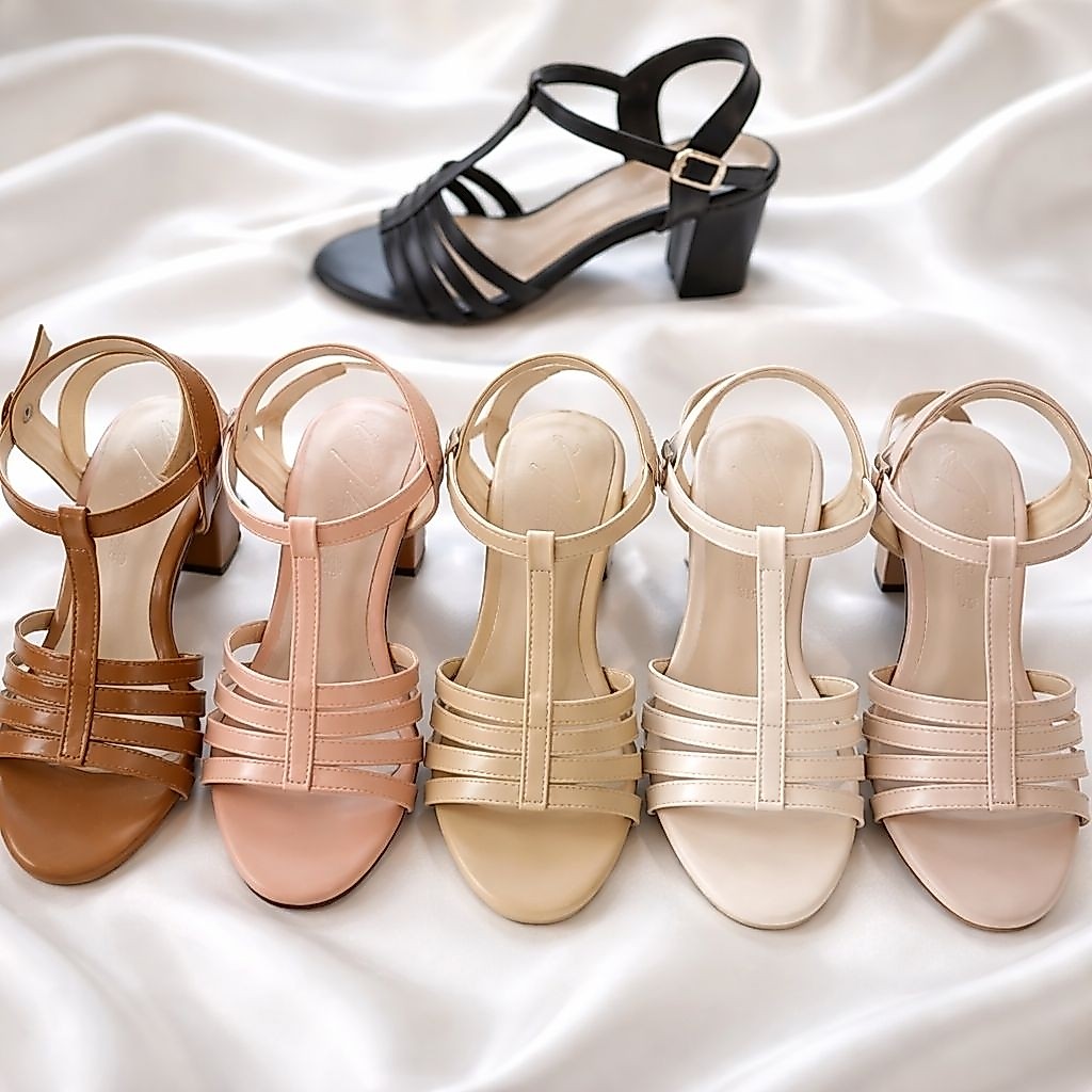 Nilin รองเท้ารัดส้น Size 35 - 40  มีส้น 2.5 นิ้ว แบบสานเส้นเล็ก งานสวย ใส่เก๋ สวมใส่ง่าย น่ารักมากคะ