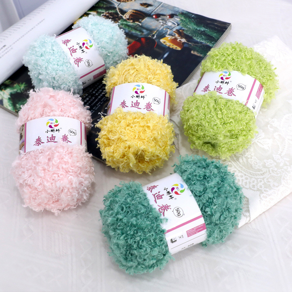 50กรัมเท็ดดี้หยิกเส้นด้ายขนสัตว์ห่วงเส้นด้ายสําหรับงานฝีมือ ทําเอง เส้นด้ายโครเชต์สําหรับผ้าพันคอที่ทําด้วยมือ