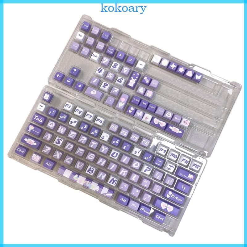 KOK 126Keys ชุด MDA โปรไฟล์ Hydrangea Keycaps PBT Dye Sublimation Keycaps สําหรับคีย์บอร์ดแบบกลไก
