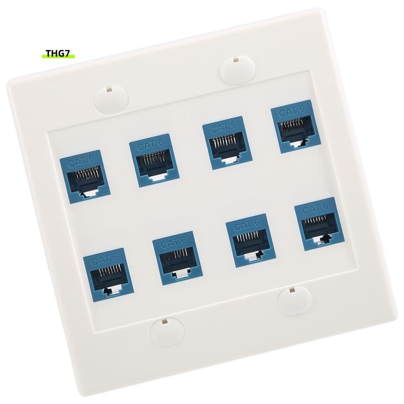 Belinda7Ethernet Wall Plate 8 Port - Double Gang Cat6 RJ45 Jack Network Cable Faceplate Female to Fe