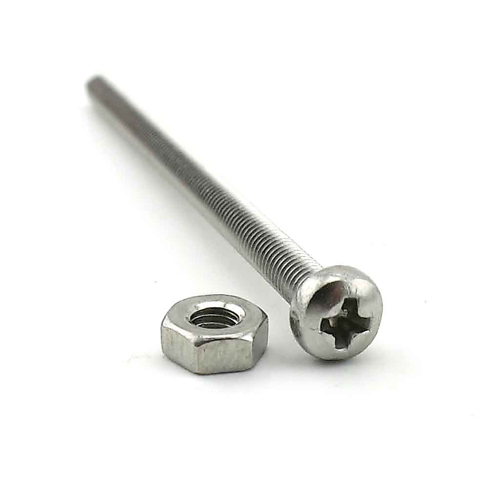 สลักเกลียวสกรูยาวสแตนเลส 304 M3 4/5/6 สกรู DIY Handmade Bolt Nut