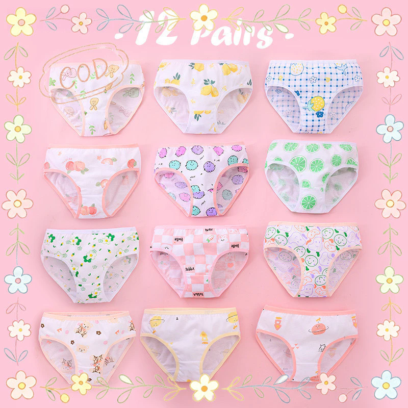 กทม. จัดส่งกางเกงในเด็กผู้หญิง 12 ชิ้น 2-13 ขวบ กางเกงในผ้าคอตตอนเก่า กางเกงในลายน่ารักสําหรับเด็ก