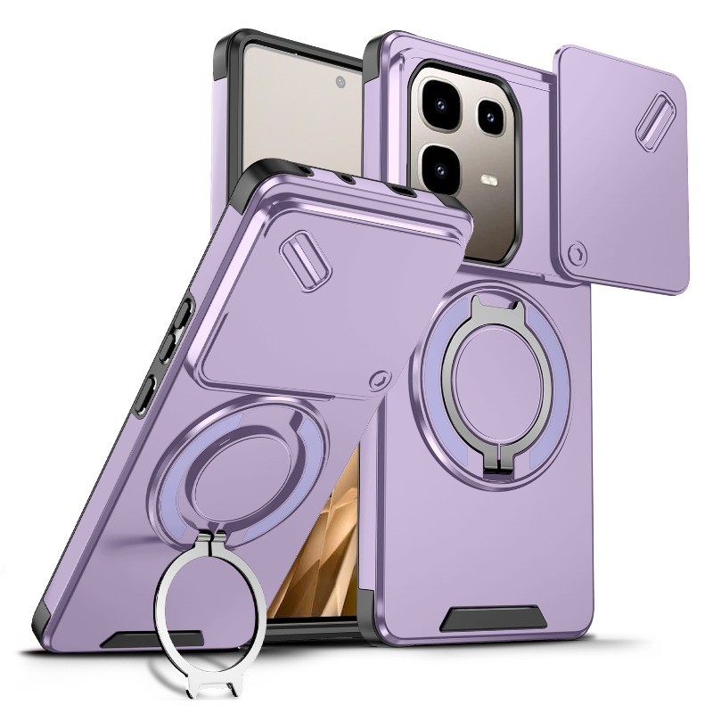 สําหรับ Infinix Note 50 40 Pro Plus 50 Pro+ Note 40S สไลด์กล้องเลนส์ป้องกันแม่เหล็กผู้ถือแหวนโทรศัพท์กรณีขาตั้งเกราะกันกระแทกฮาร์ดซิลิโคนปก