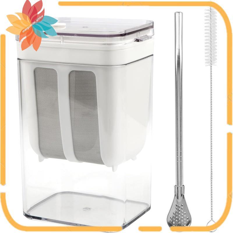 ภาชนะกรองโยเกิร์ตพร้อมตะกร้ากรอง 0.55 Qt สําหรับโยเกิร์ตกรีก 1.16 Qt(0.29 Gal/1100 ML) ความจุ