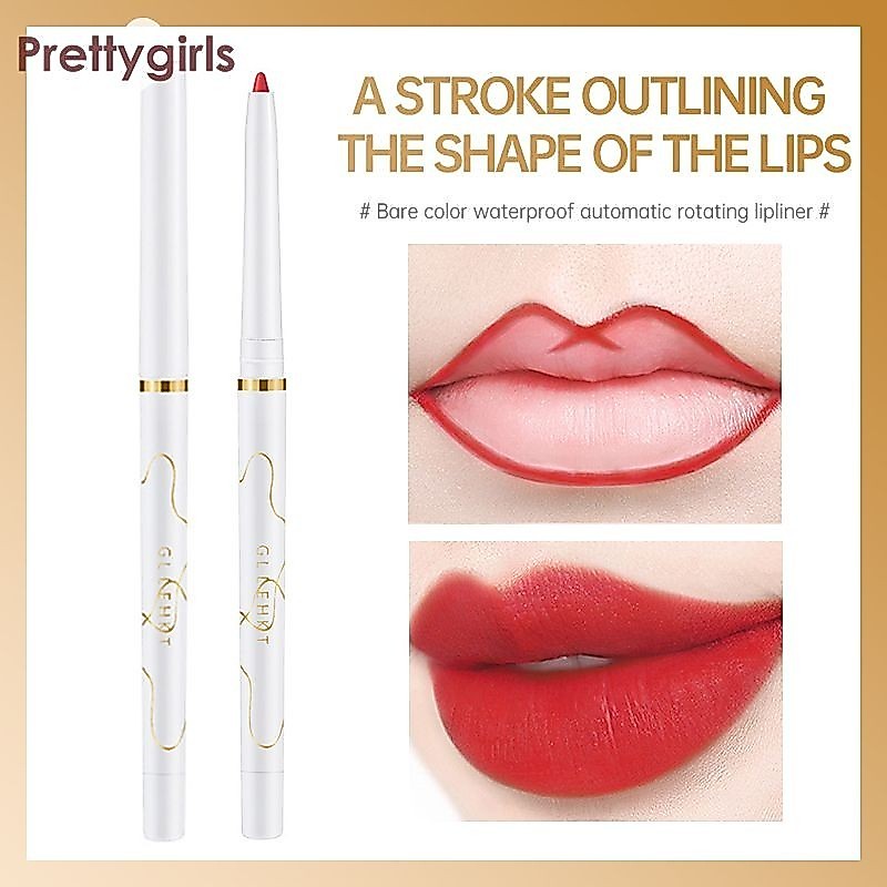 PY.thNude Color Lip Pen No Fading Automatic Rotation Lip Liner Waterproof Long Lasting Lipstick Pen-PY