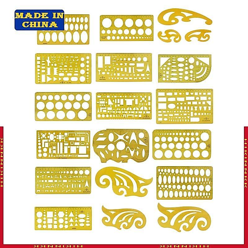 HIK ร่างลายฉลุเครื่องมือวัดไม้บรรทัดเรขาคณิตพลาสติกโรงเรียน Office Supply