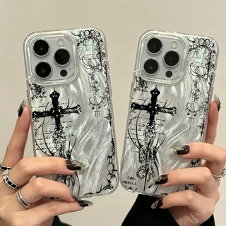 Cool Dark Gothic Cross Markเคสโทรศัพท์สําหรับVIVO V70 FE V60 V50 Lite Y03 Y04 Y29S Y29 Y39 V29 Y36 Y17S Y19S V30E Y20 Y21 Y33S Y21S Y21S Y17S Y17S Hardเลเซอร์Feather