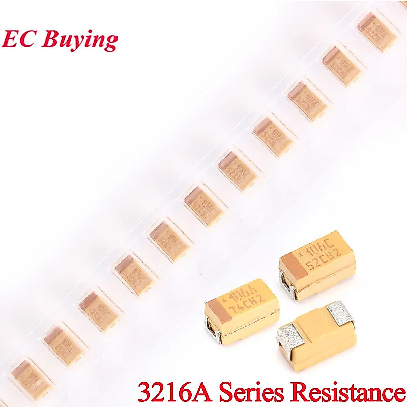 10 ชิ้น 3216A SMD Tantalum Capacitor 100 220 330 470 1UF 2.2UF 3.3UF 4.7UF 6.8UF 22UF 33UF 47UF 100U