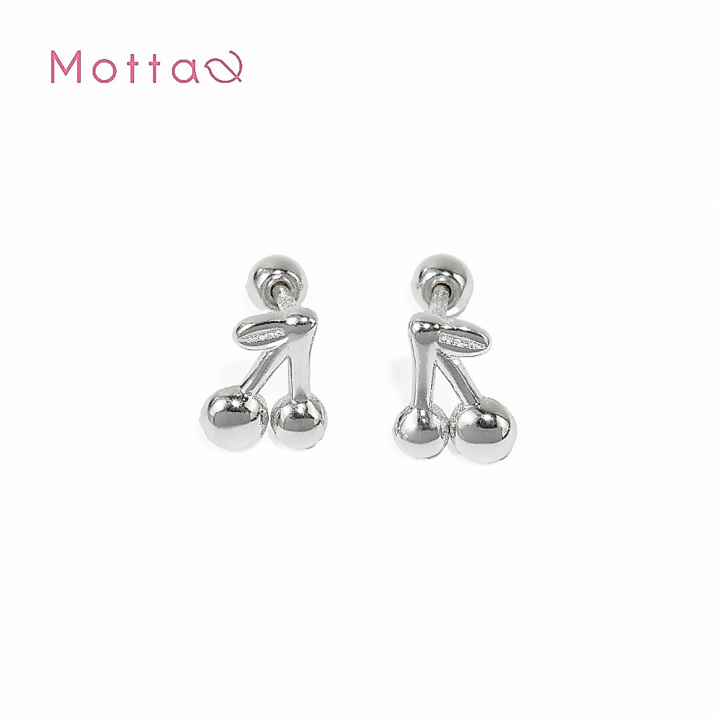 Motta Silver Earring จิวเงินแท้ Cherry ดีไซน์เรียบหรู SE-J0190