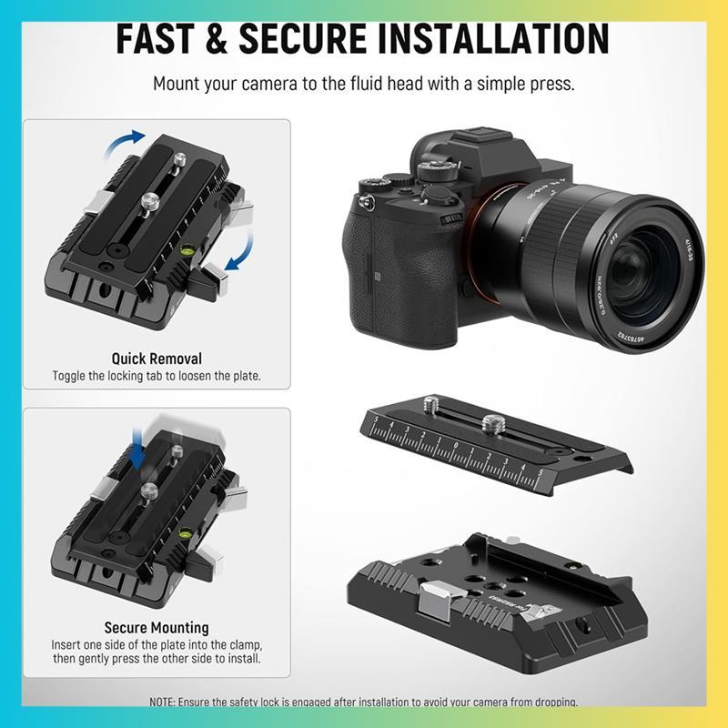 QR Plate & Clamp Kit 120 มม.ขาตั้งกล้อง Quick Release รูปที่ 3