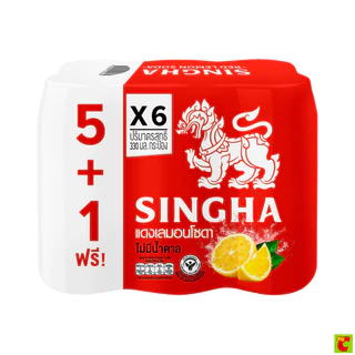 สิงห์ แดงเลมอนโซดา 330 มล. x 5+1 ชิ้น