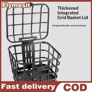 Flymesit ตะกร้าหน้ารถจักรยานถอดได้ มีฝาปิด สําหรับจักรยานไฟฟ้า/จักรยาน รุ่น Bla