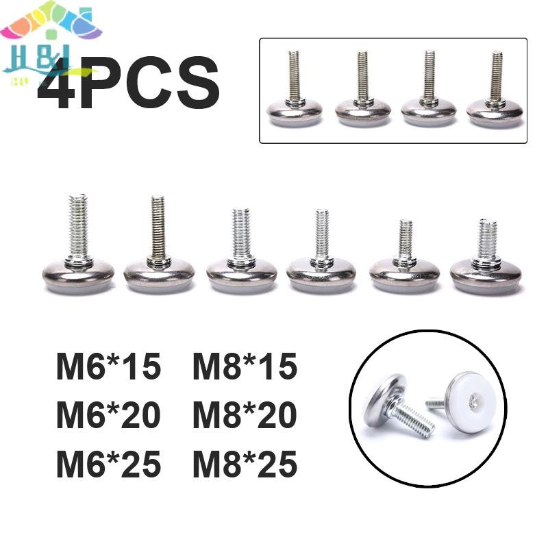 H&L Aug 4PCS M6 M8 15/20/25 มม.เฟอร์นิเจอร์เหล็กแบบปรับได้ขาโต๊ะฐานกันลื่น {th}