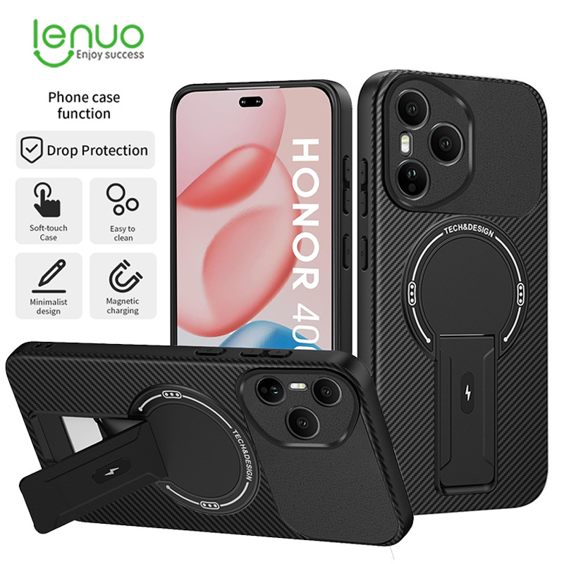 Lenuo Magnetic Matteเคสโทรศัพท์สําหรับHUAWEI Honor 400 Pro 400 Lite X6C X9C Magic 7 Lite 5GปลอกAramidไฟเบอร์เนื้อซ่อนขาตั้ง