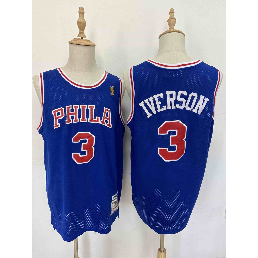 ผู้ชาย Allen Iverson Royal Philadelphia 76ers 1996/97 เสื้อแข่งแท้
