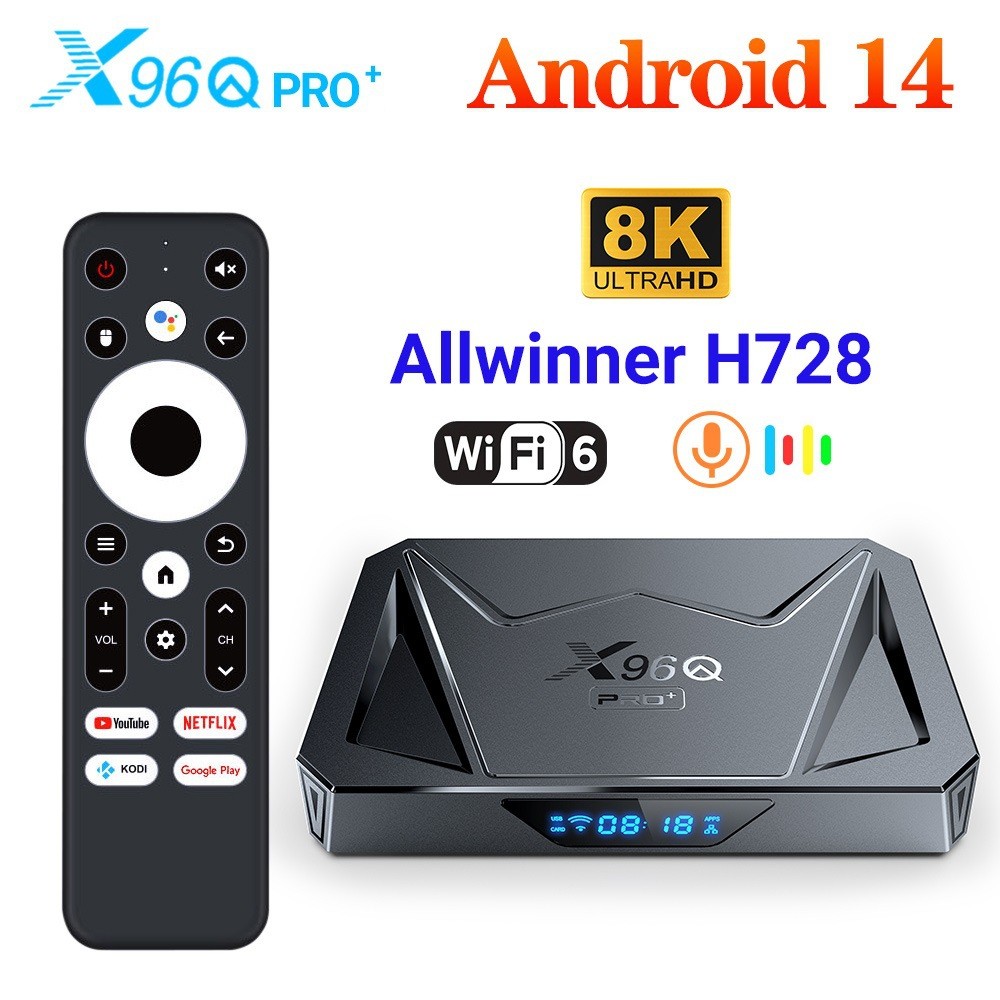 X96Q PRO+ Android 14 กล่องทีวี Allwinner H728 6 เครือข่ายความละเอียดสูง
