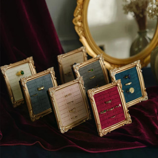 กรอบรูปวินเทจแหวนชั้นวางจอแสดงผลผู้ถือเครื่องประดับต่างหูตู้…