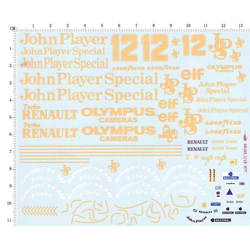 1/18 JPS Lotus 97T Renault Renault F1 สติ๊กเกอร์น้ําโมเดลรถสูตร