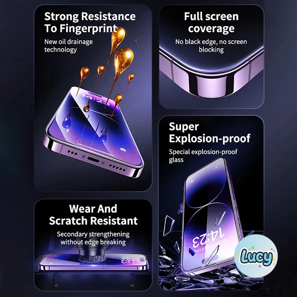 กระจกนิรภัยปกป้อง สำหรับ for iPhone 17 16 15 14 13 12 11 Pro max Xs Max 7P 8P XR ติดตั้งง่ายอุปกรณ์กำจัดฝุ่นอัตโนมัติ#D5 thumbnail 4