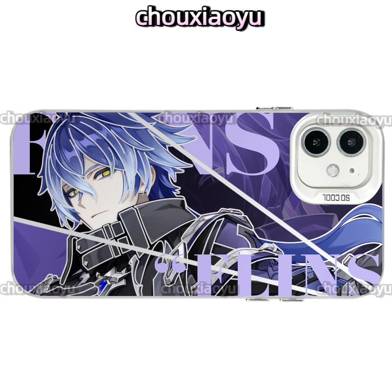 เหมาะสําหรับ iPhone 16 Pro Max 15 14 13 12 11 xs 7P/8P เคสโทรศัพท์ Genshin Impact‌ Flins อะนิเมะ Frosted สีสันเงิน