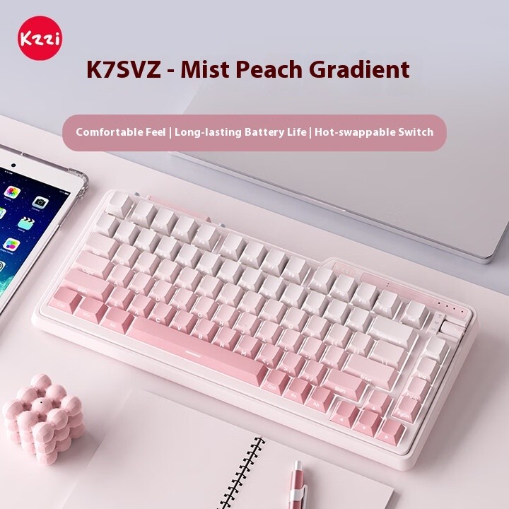 KZZI K75 V2 Three Mode Customized Mechanical Keyboard Wireless Bluetooth Wired Gaming Keyboard 82 Ke