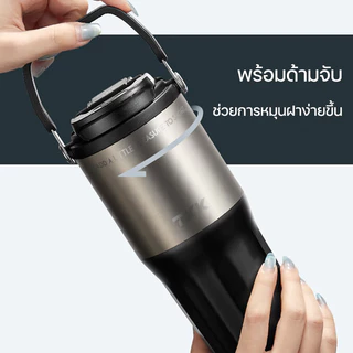 TKK แก้วกาแฟ 700ml สแตนเลส 316 เคลือบเซรามิก พร้อมหลอดดูด ยกดื่ม 2in1 เก็บเย็นเก็บร้อน สุญญากาศ