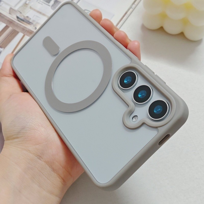 แม่เหล็กโปร่งใส frosted S24 FE เคสโทรศัพท์เหมาะสําหรับ Samsung Galaxy S24Ultra S25 S24 S23 S22 Ultra/Plus/FE อะคริลิคหรูหราไร้สายชาร์จเคสโทรศัพท์