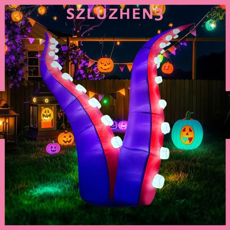 [Szluzhen3] 152 ซม.Light up Inflatable Octopus Decor ตกแต่งฮาโลวีน EU 220V ปลั๊กน้ําหนักเบาสําหรับปา