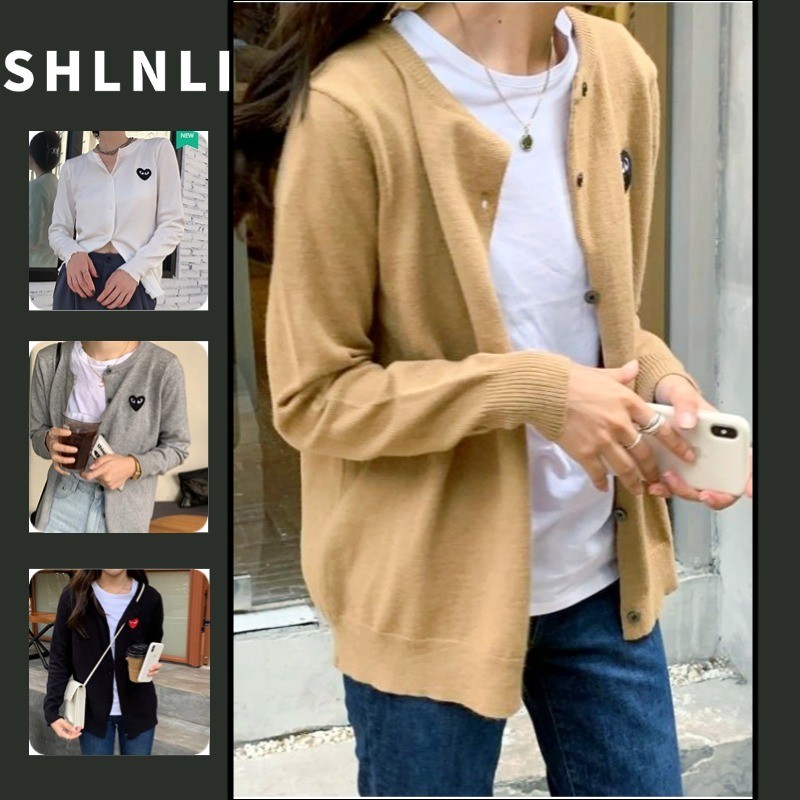 เสื้อกันหนาวถักสำหรับผู้หญิง สไตล์เกาหลี ออกแบบรูปหัวใจ แขนยาว เหมาะสำหรับฤดูใบไม้ร่วง