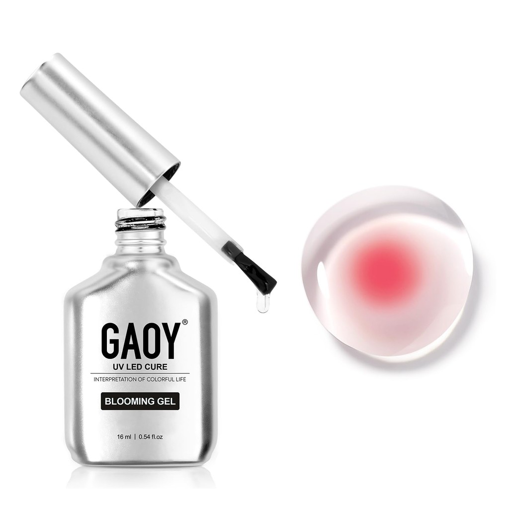 GAOY Nail Blooming Gel, 16ml Clear Blooming Gel Polish, Effects Soak Off UV Light Cure สําหรับเล็บ D