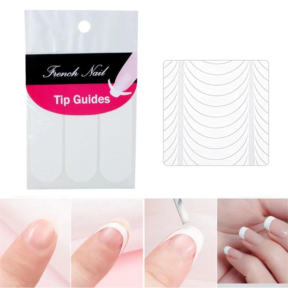 New Hollow French Nails Sticker Smile Stripe Plaid Nail Sticker Wear O6r5