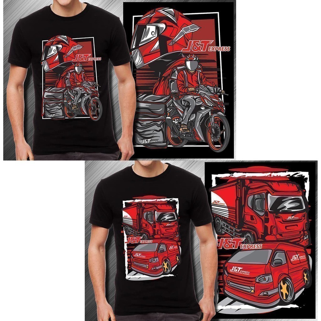 2025 fashion Courier J&T Express Delivery D1 (เสื้อยืดสีดํา)