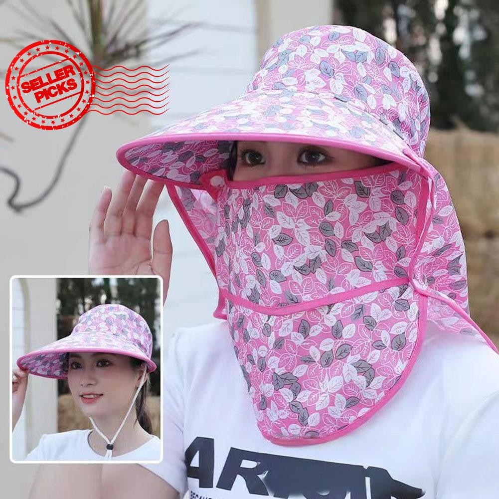 หมวกกันแดดระบายอากาศ Face และคอป้องกัน Uv ป้องกันขี่จักรยานหยิบหมวกชา L8i8