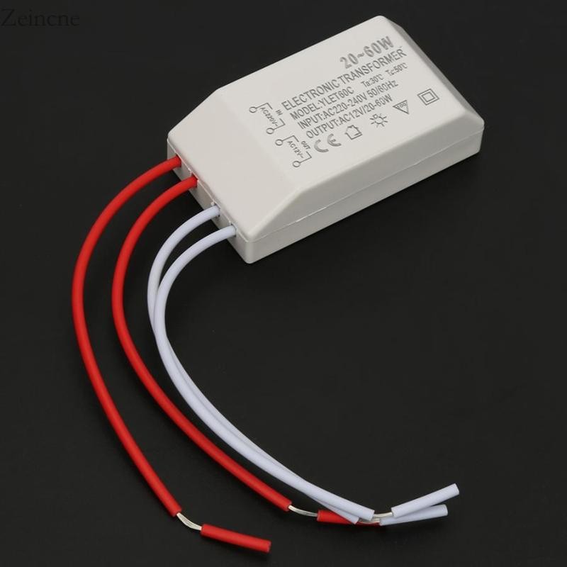 Zein 220V ถึง 12V หม้อแปลงอิเล็กทรอนิกส์ AC 220V ถึง 12V 20-60W ไฟฮาโลเจน LED Driver แหล่งจ่ายไฟ Tra