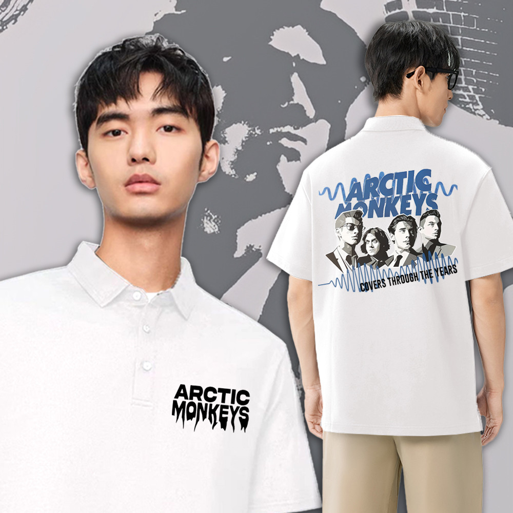 M-3XL🙈Arctic Monkeys Poloเสื้อโปโลสบายๆ Arctic Monkeys🙈 ของที่ระลึกเสื้อโปโลแขนสั้นพิมพ์ผ้าฝ้ายระบาย