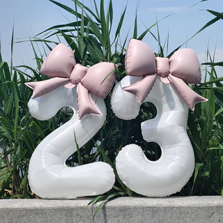 32/40 นิ้ววันเกิดจํานวน Ballons ใหม่สาวเจ้าหญิงวันเกิดสีชมพู Bownot บอลลูนงานแต่งงาน Ballons จัมโบ้สีขาวจํานวนบอลลูน