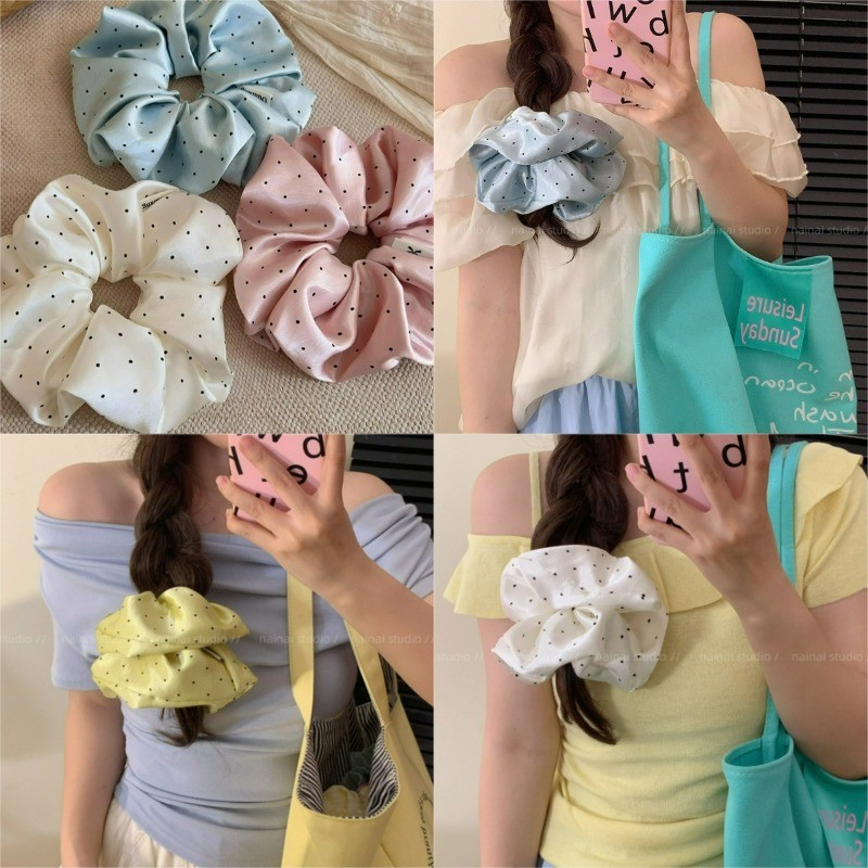 ผู้หญิงจุดขนาดใหญ่พิมพ์เชือกผมผูกผม Scrunchies เครื่องประดับผม