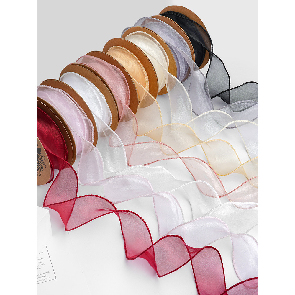 ริบบิ้นผ้า 4 cm ริบบิ้น 4 cm Zhuocai ดอกไม้ Fishtail ของขวัญเวอร์ชั่นเกาหลีริบบิ้นโบว์