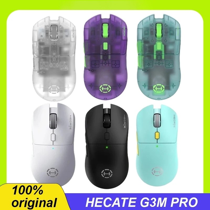 Hecate G3m Pro Transparent Gamer Mouse 3 โหมดเมาส์บลูทูธ Paw3395 26000dpi 650ips 70h Endurance 63g น