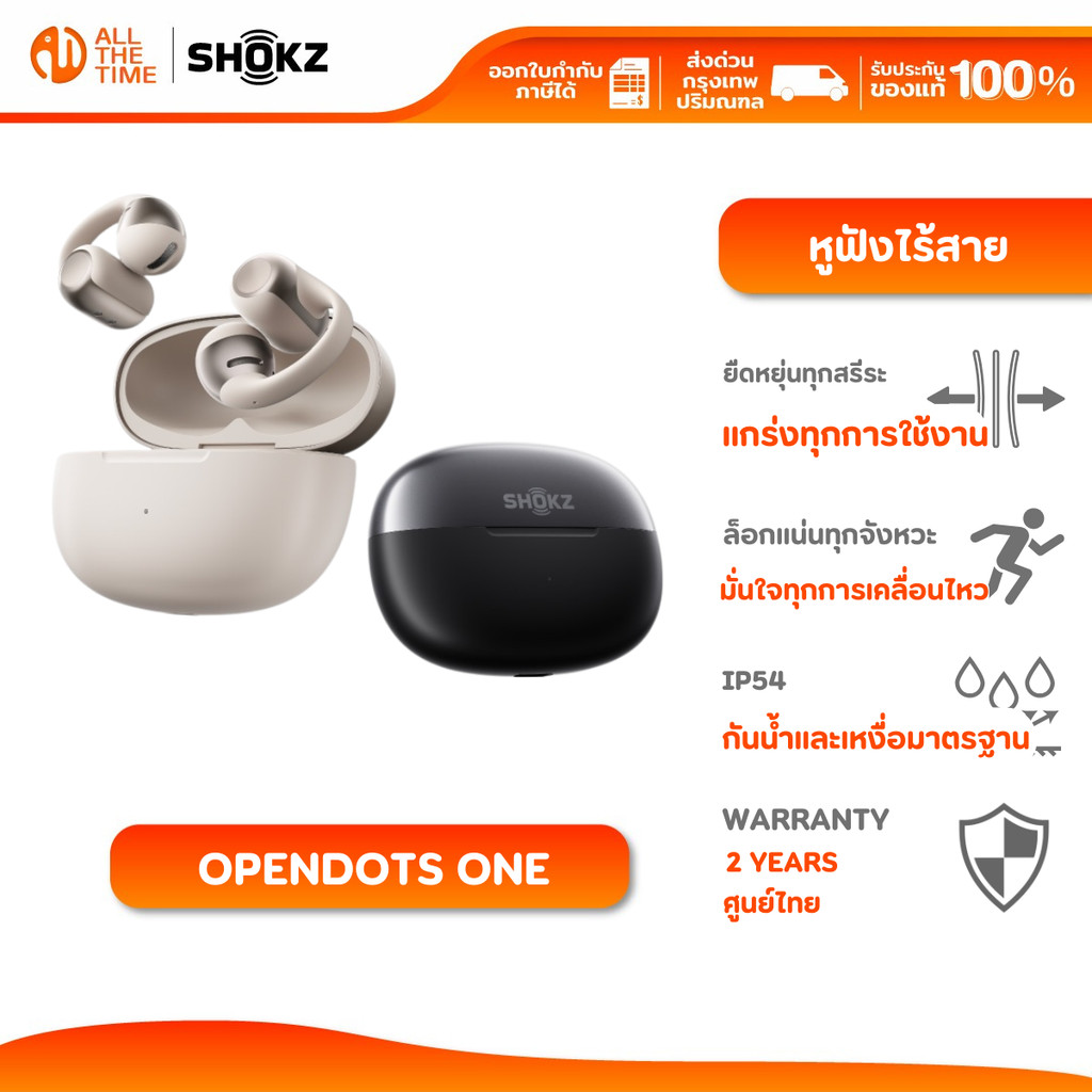 Shokz OPENDOTS ONE หูฟังไร้สาย Open-Ear Clip-On Design ใส่สบาย น้ำหนักเบา พร้อมระบบเสียง Dolby Audio